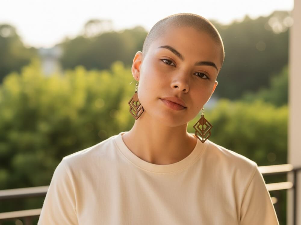 Houten oorhangers in African style made by PAS CREATIONS