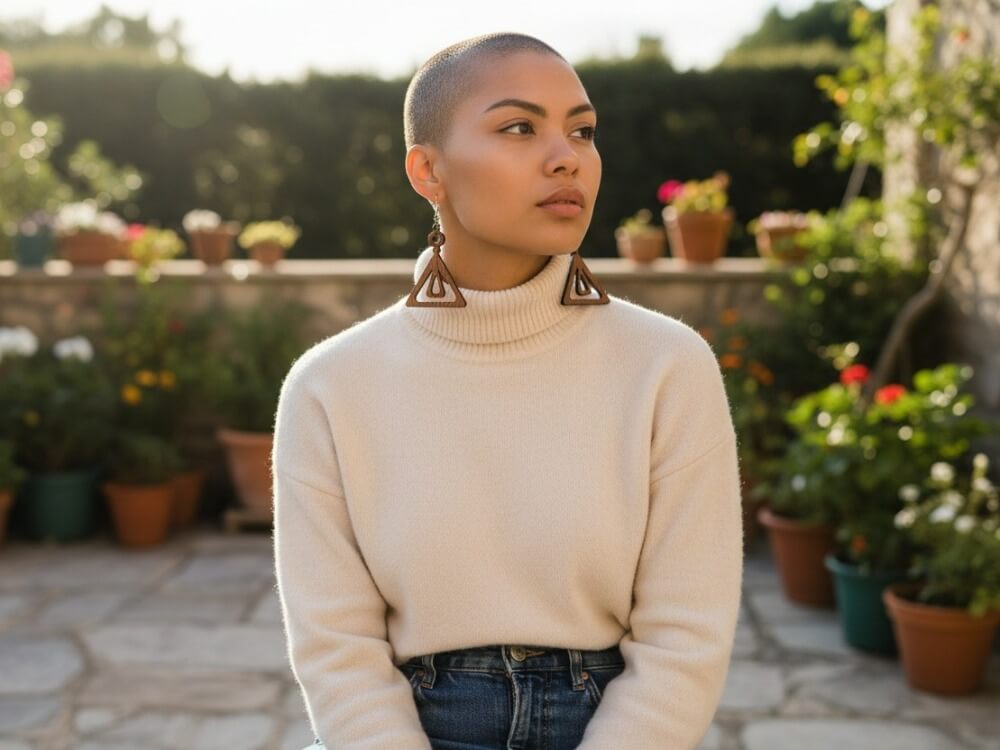 Houten oorhangers in African style made by PAS CREATIONS